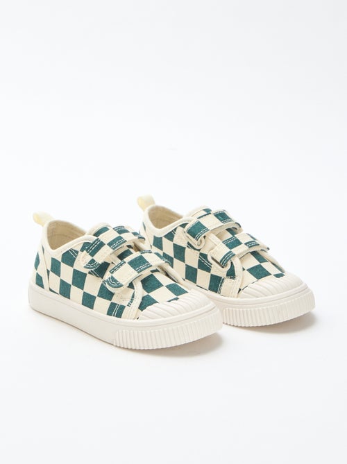 Baskets en toile imprimé damiers - Kiabi