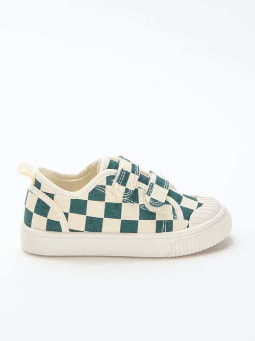 Baskets en toile imprimé damiers - Kiabi