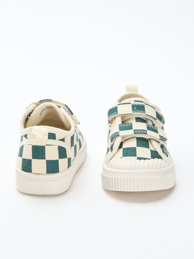 Baskets en toile imprimé damiers Vert - Kiabi