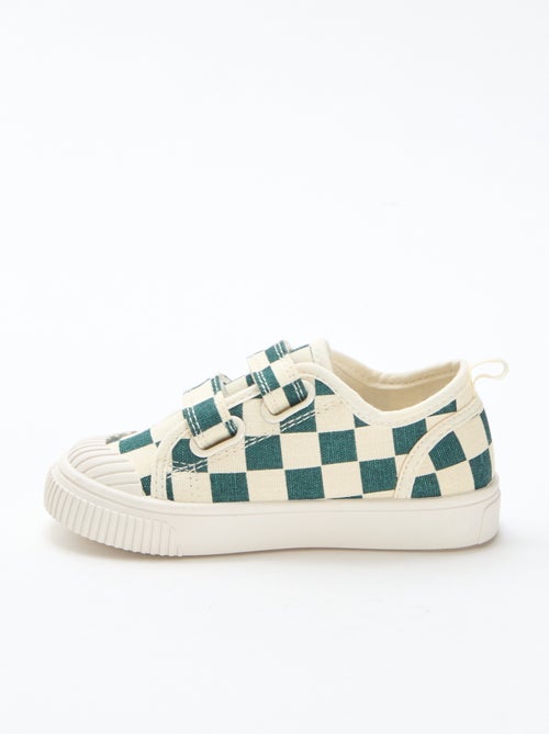 Baskets en toile imprimé damiers - Kiabi