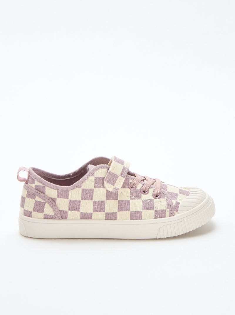 Baskets en toile imprimé damiers Violet - Kiabi