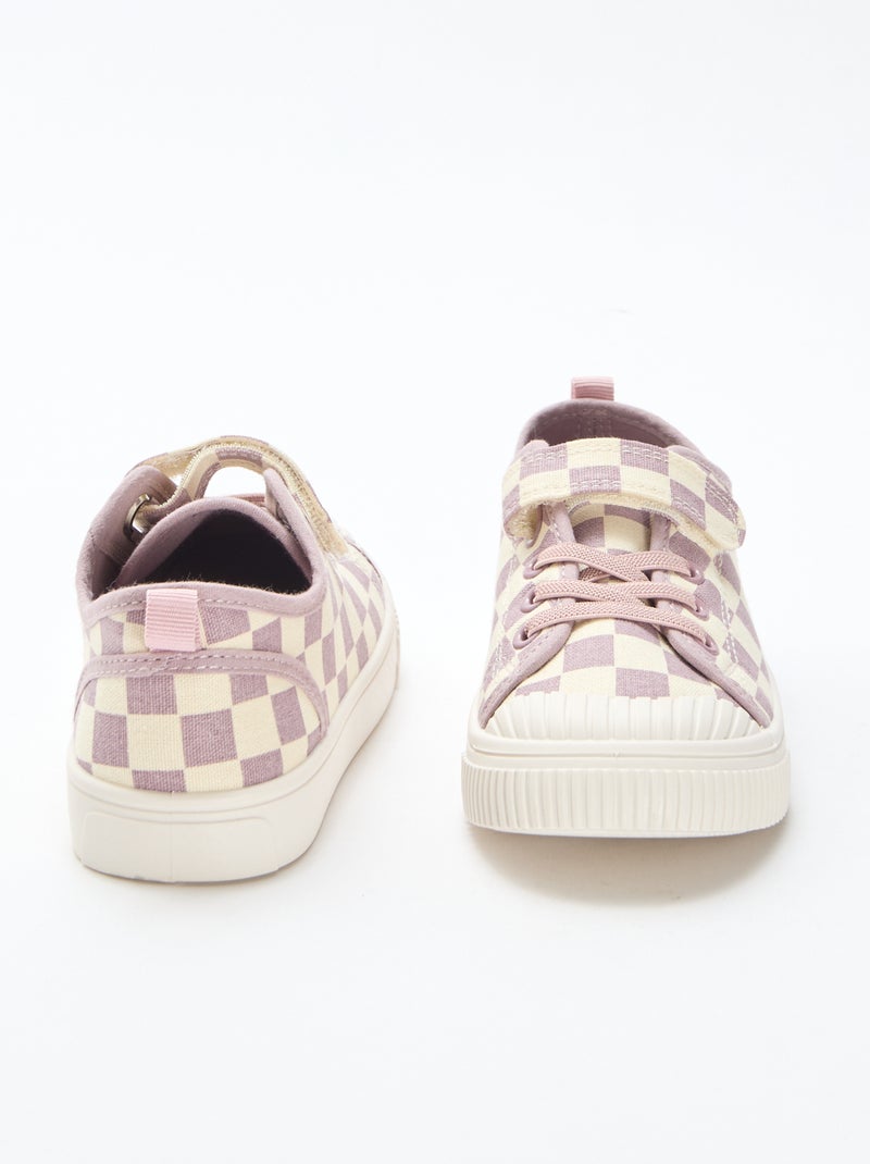 Baskets en toile imprimé damiers Violet - Kiabi