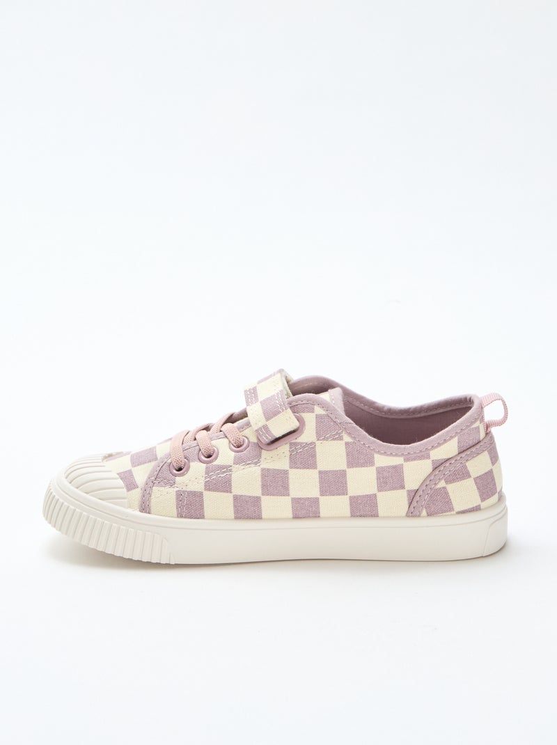 Baskets en toile imprimé damiers Violet - Kiabi