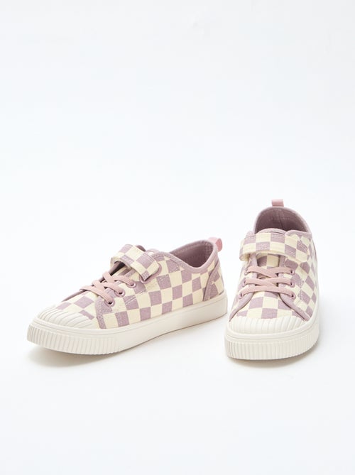 Baskets en toile imprimé damiers - Kiabi
