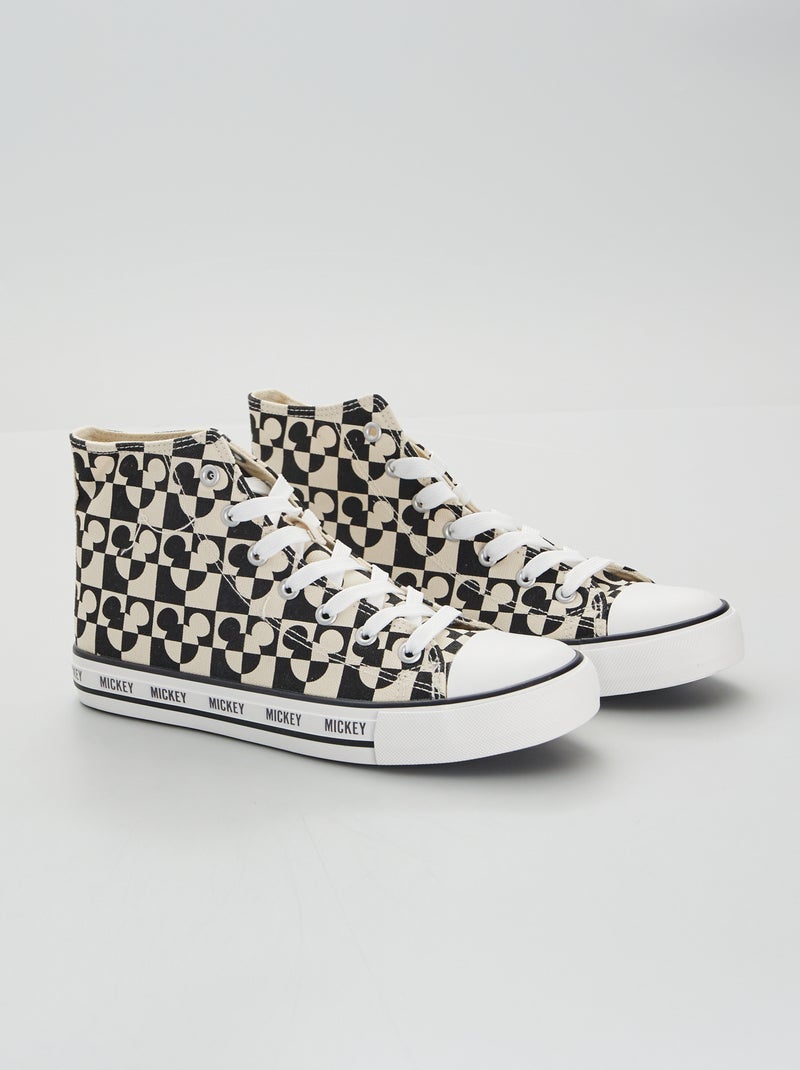 Baskets en toile montantes 'Mickey' Beige/noir - Kiabi
