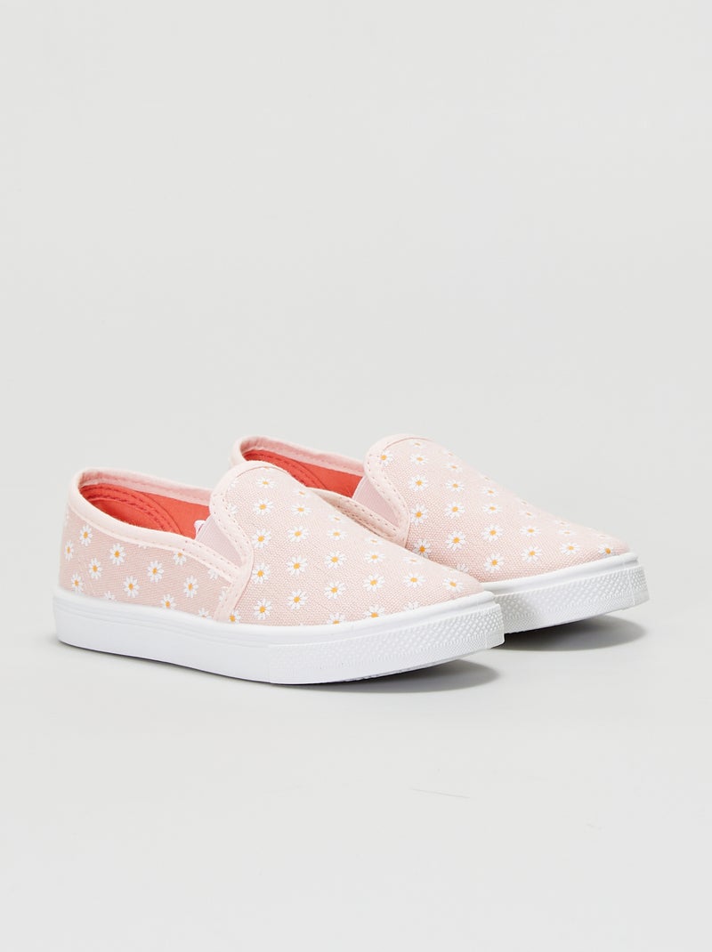Baskets en toile sans lacets rose - Kiabi
