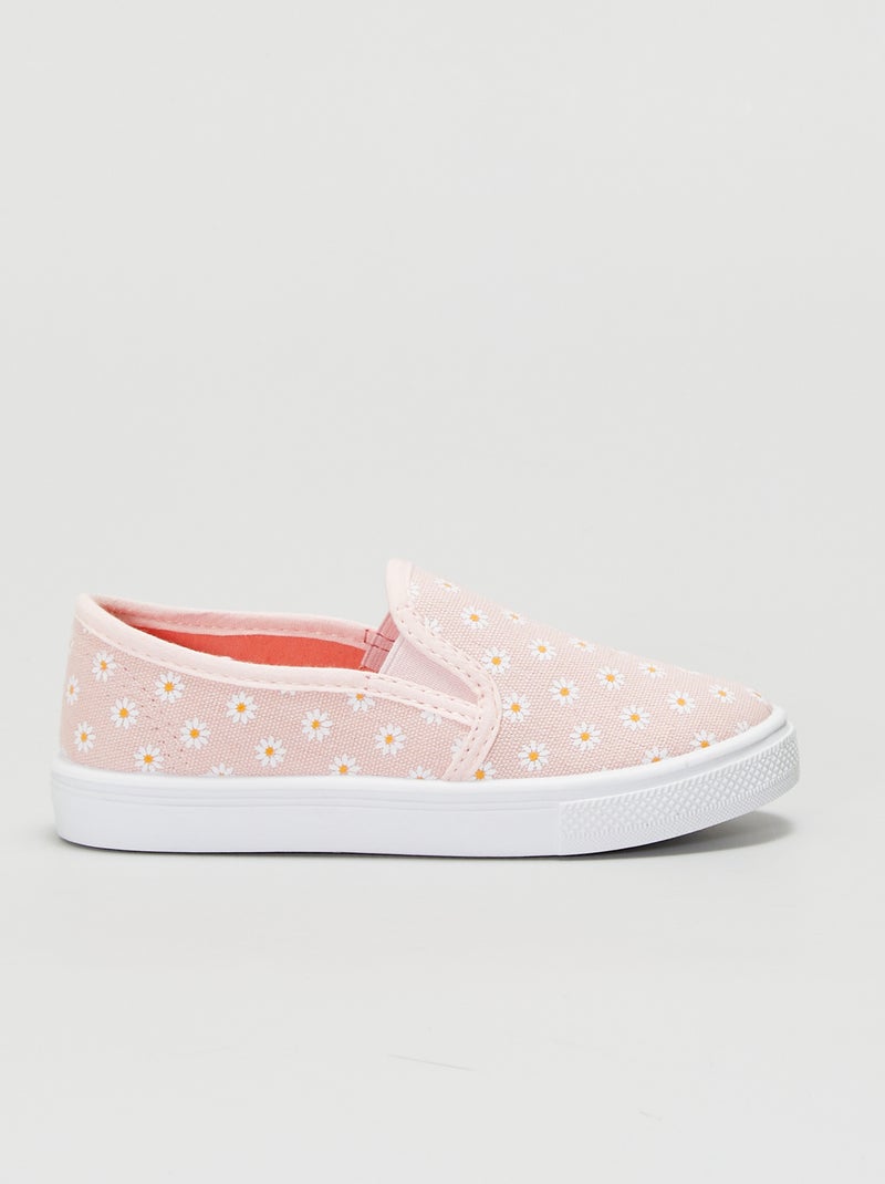 Baskets en toile sans lacets rose - Kiabi