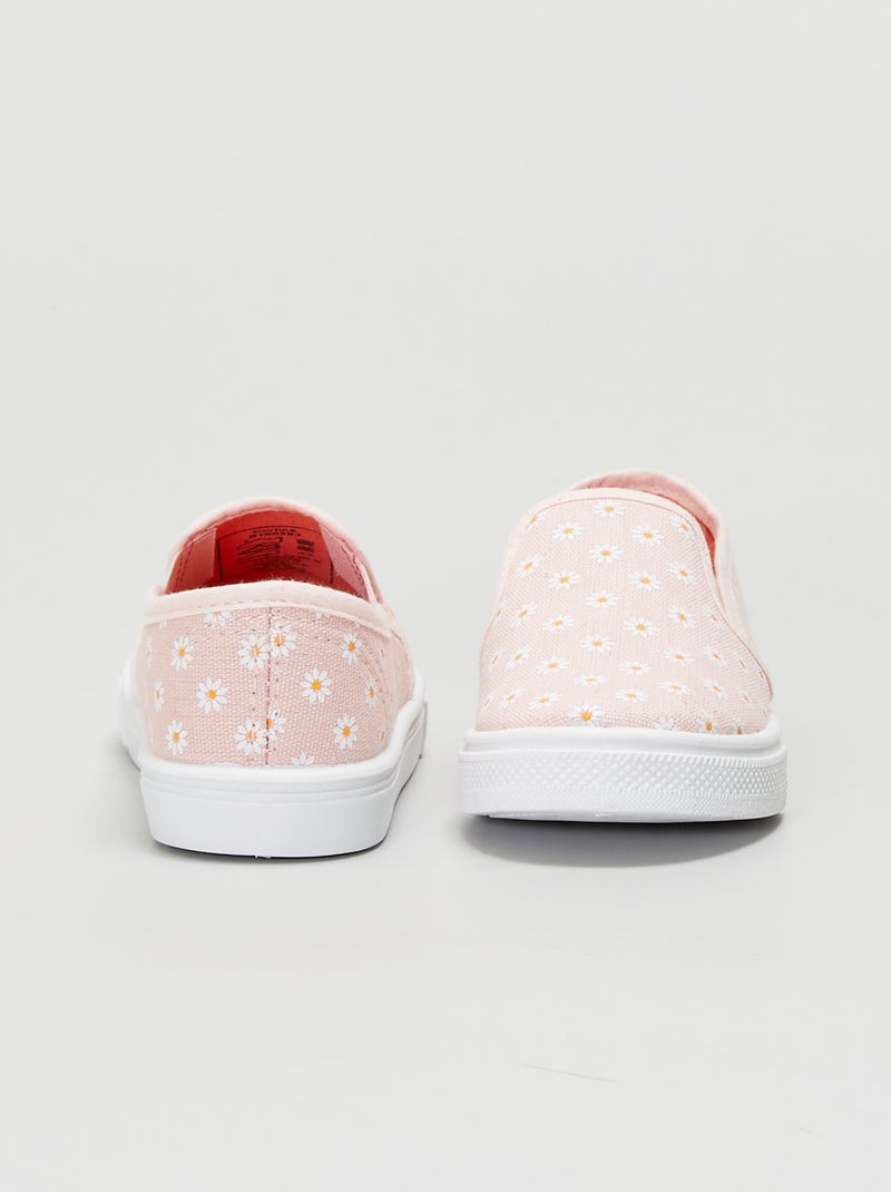 Baskets en toile sans lacets rose - Kiabi