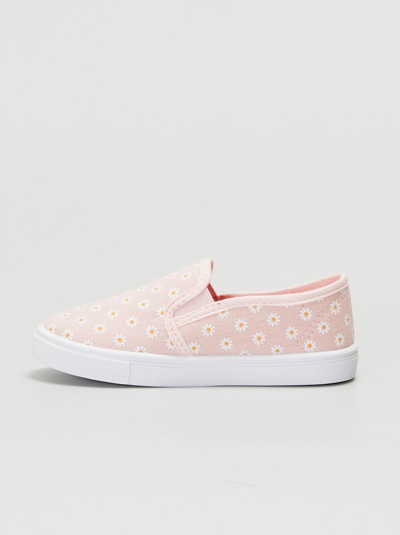 Baskets en toile sans lacets rose - Kiabi