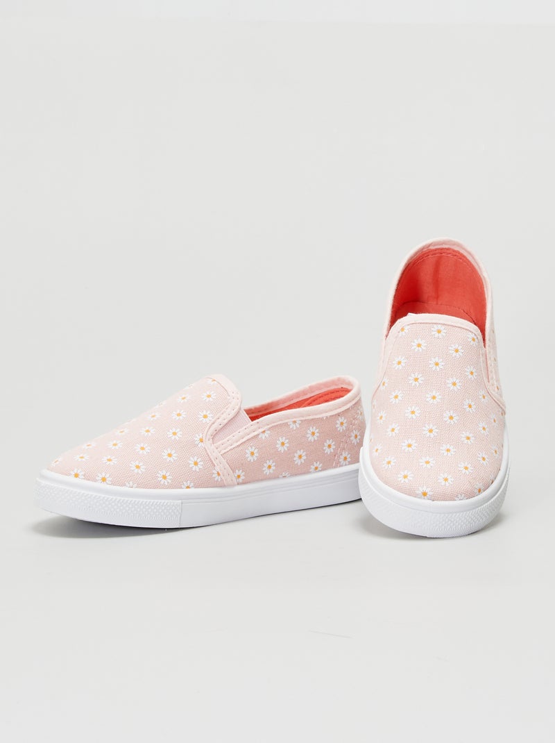 Baskets en toile sans lacets rose - Kiabi