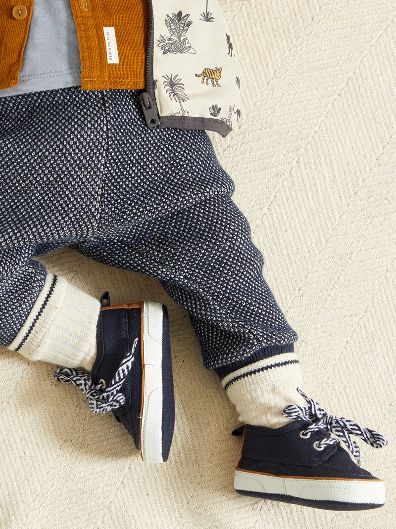 Baskets en twill bleu - Kiabi