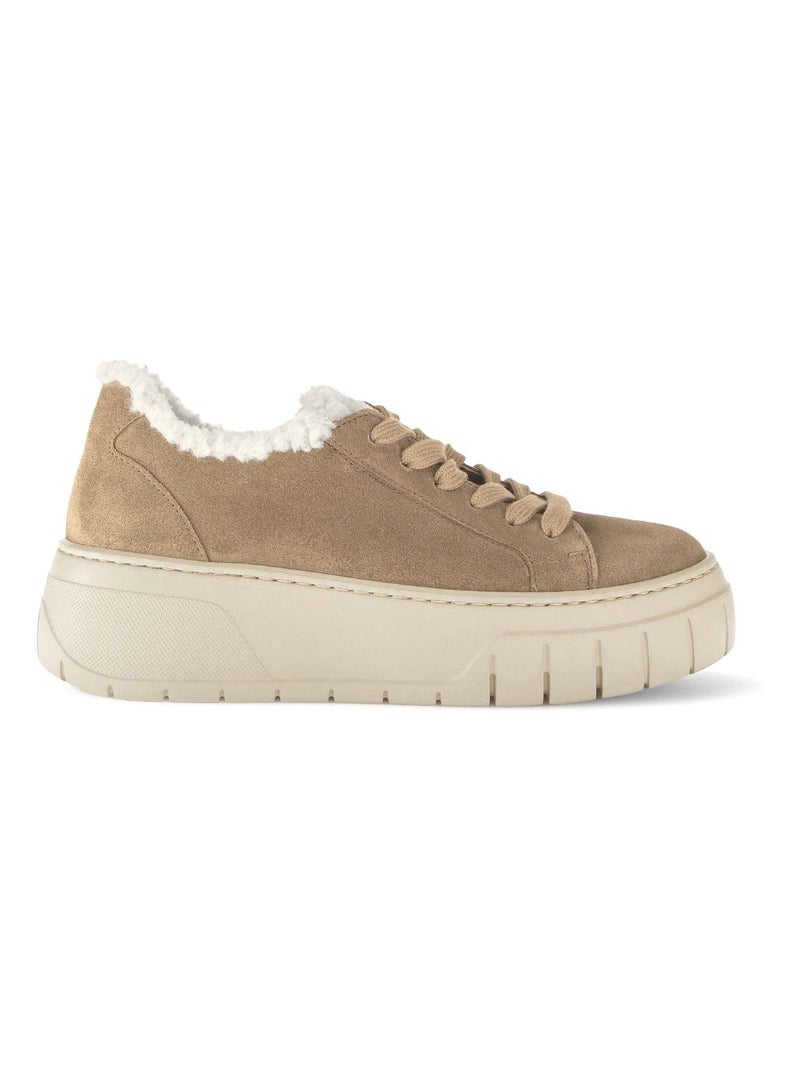 Baskets  en veloursfourure Beige - Kiabi