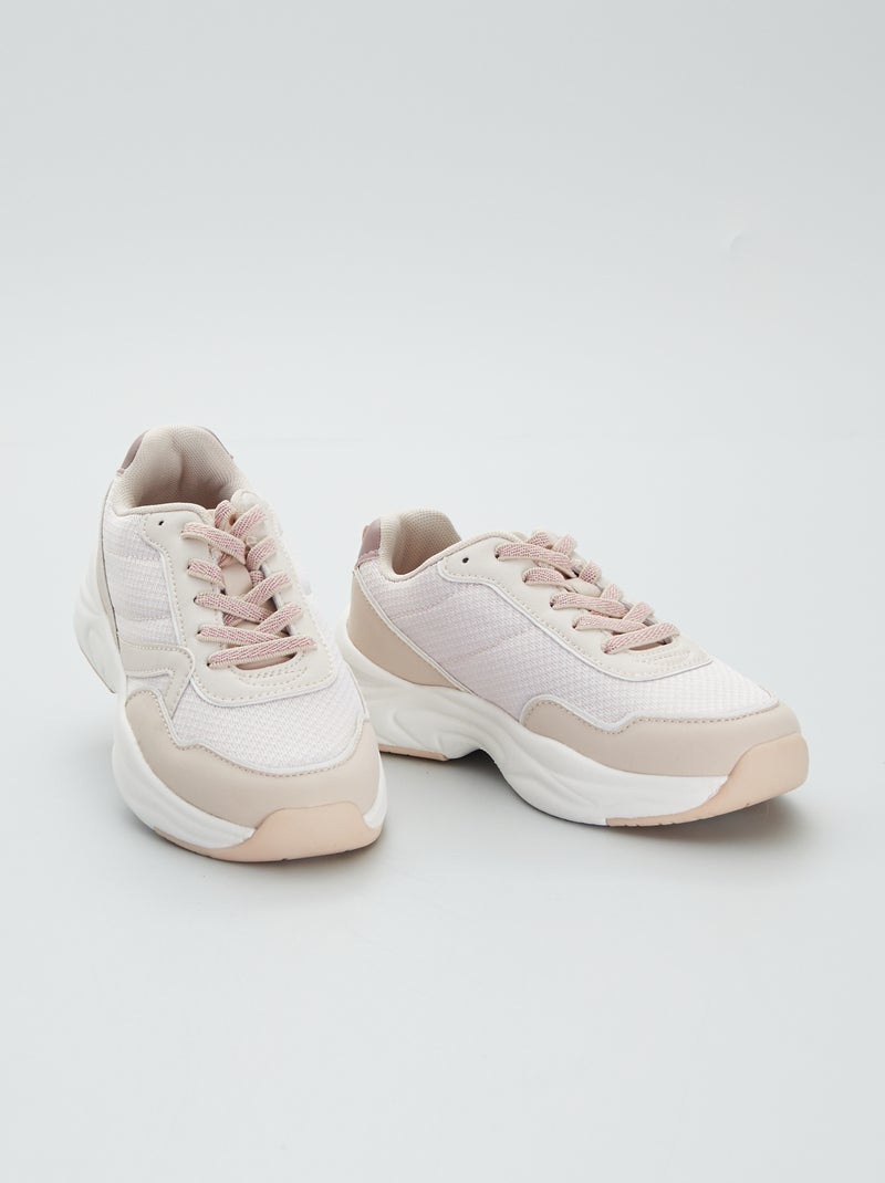 Baskets esprit running à semelles épaisses Beige - Kiabi