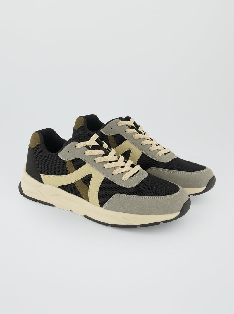 Baskets esprit running Kaki - Kiabi