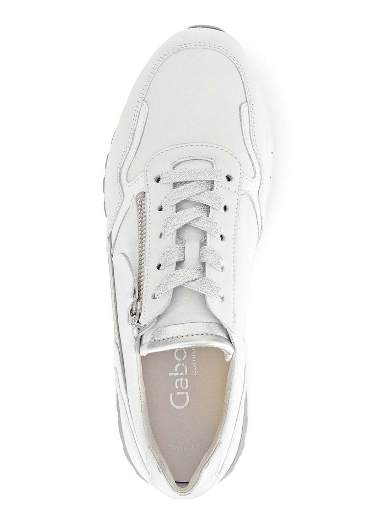 Baskets  et  en cuir lisse Blanc Argenté - Kiabi