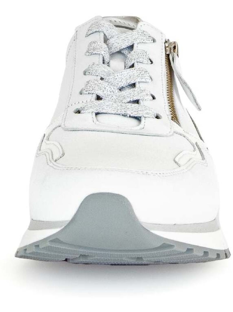 Baskets  et  en cuir lisse Blanc Argenté - Kiabi