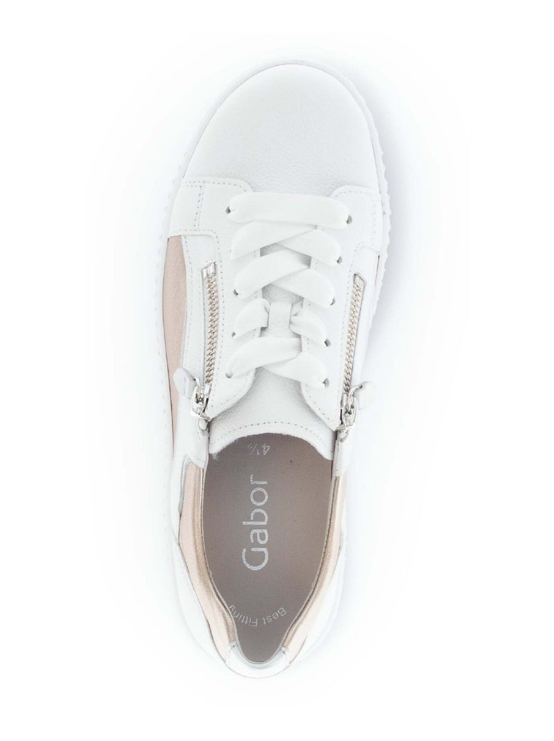 Baskets  et  en cuir lisse Blanc Doré - Kiabi