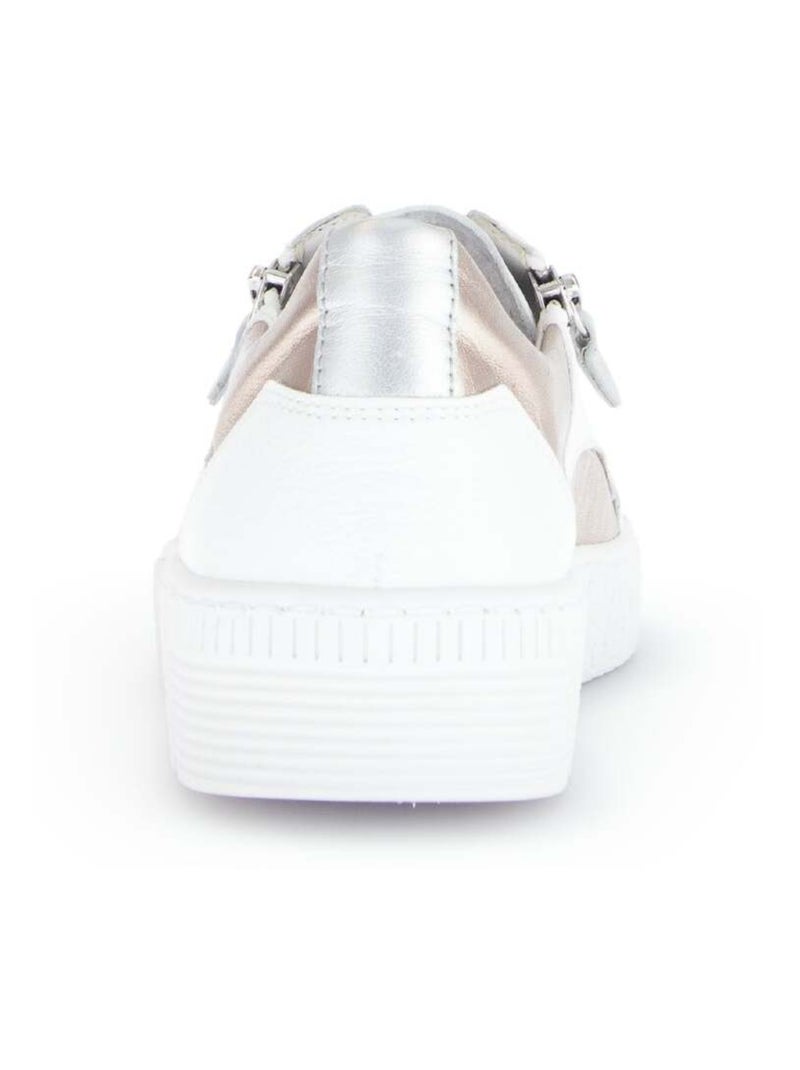 Baskets  et  en cuir lisse Blanc Doré - Kiabi