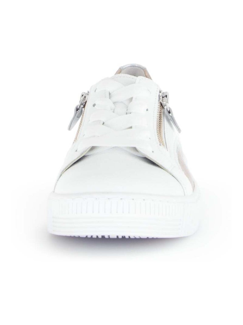 Baskets  et  en cuir lisse Blanc Doré - Kiabi