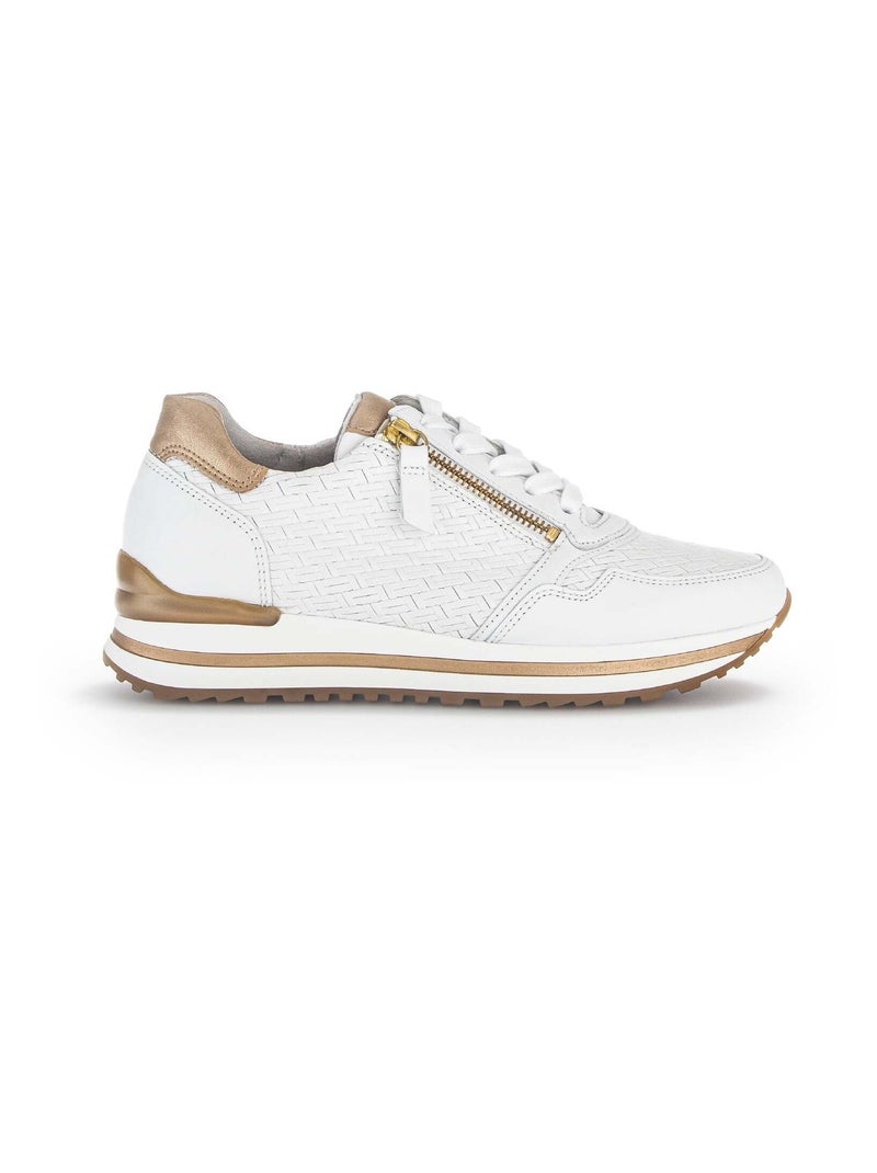 Baskets  et  en cuir lisse Blanc Doré - Kiabi