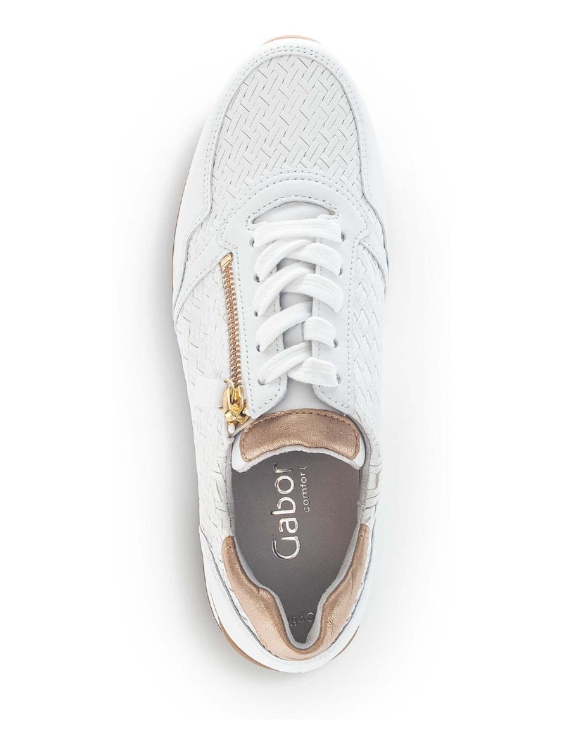 Baskets  et  en cuir lisse Blanc Doré - Kiabi