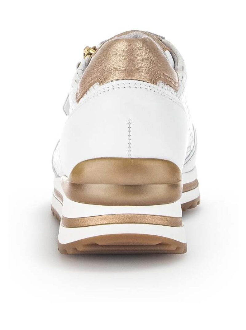 Baskets  et  en cuir lisse Blanc Doré - Kiabi