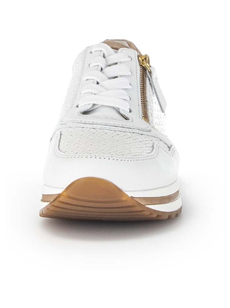 Baskets  et  en cuir lisse Blanc Doré - Kiabi