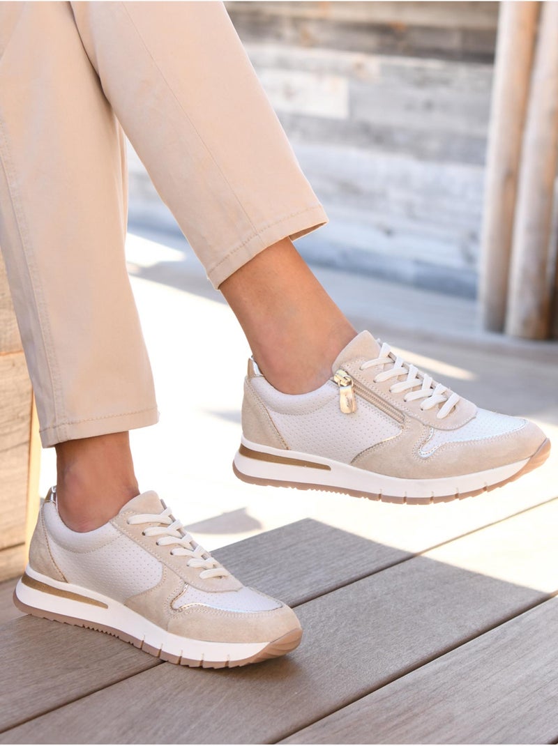 Baskets fantaisie avec zip et lacets - PEDICONFORT Beige - Kiabi