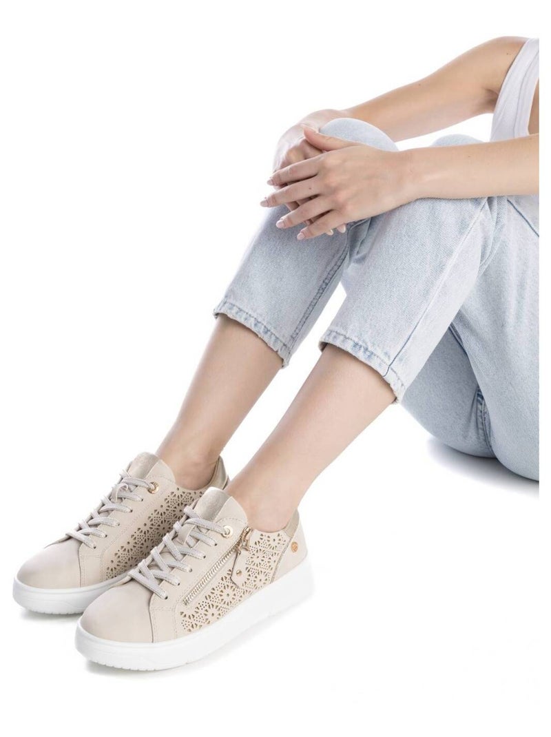 Baskets femme à fermeture éclair latérale Beige - Kiabi