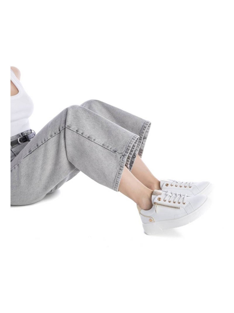 Baskets femme avec lacets et fermeture éclair Blanc - Kiabi