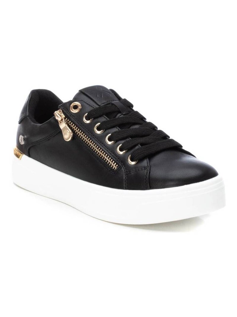 Baskets femme avec lacets et fermeture éclair Noir - Kiabi