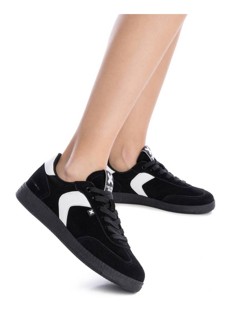 Baskets femme en daim à lacets Noir - Kiabi