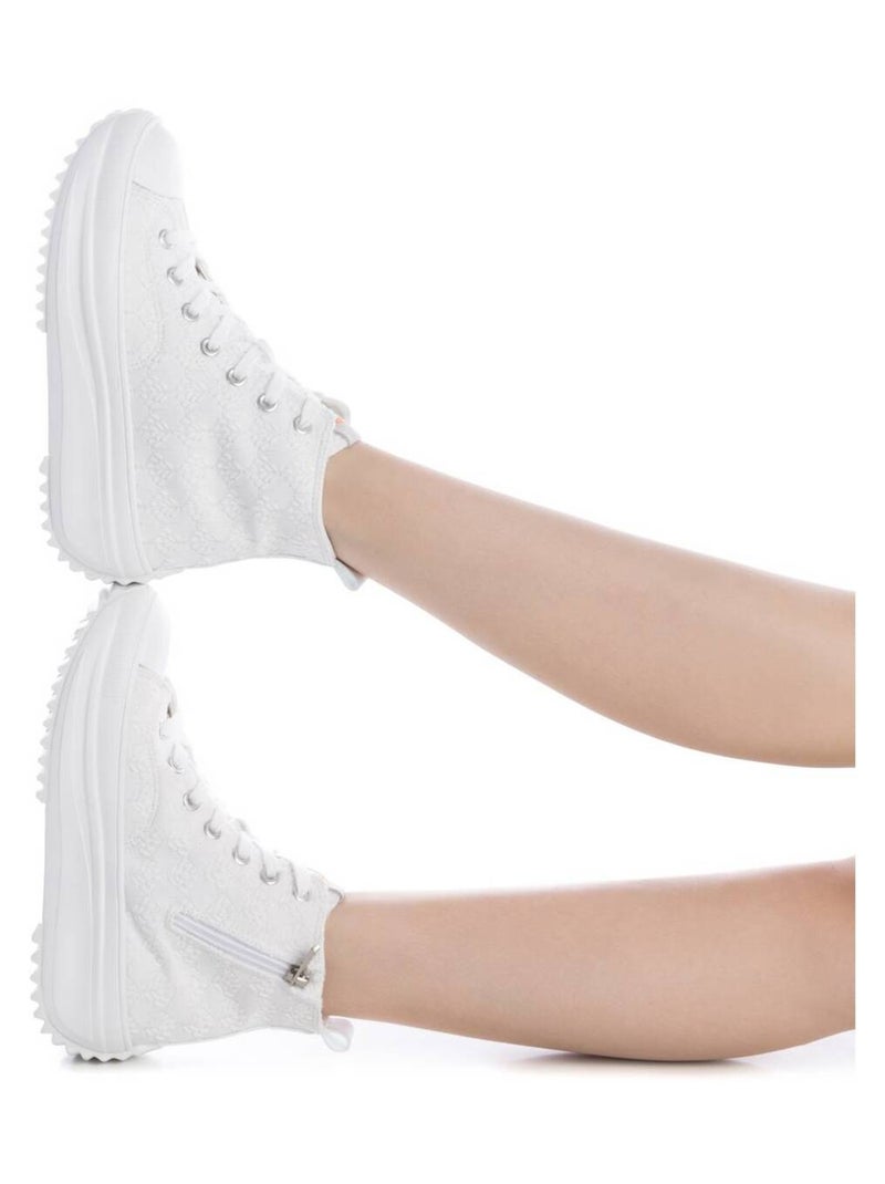 Baskets femme en toile à fermeture éclair Blanc - Kiabi