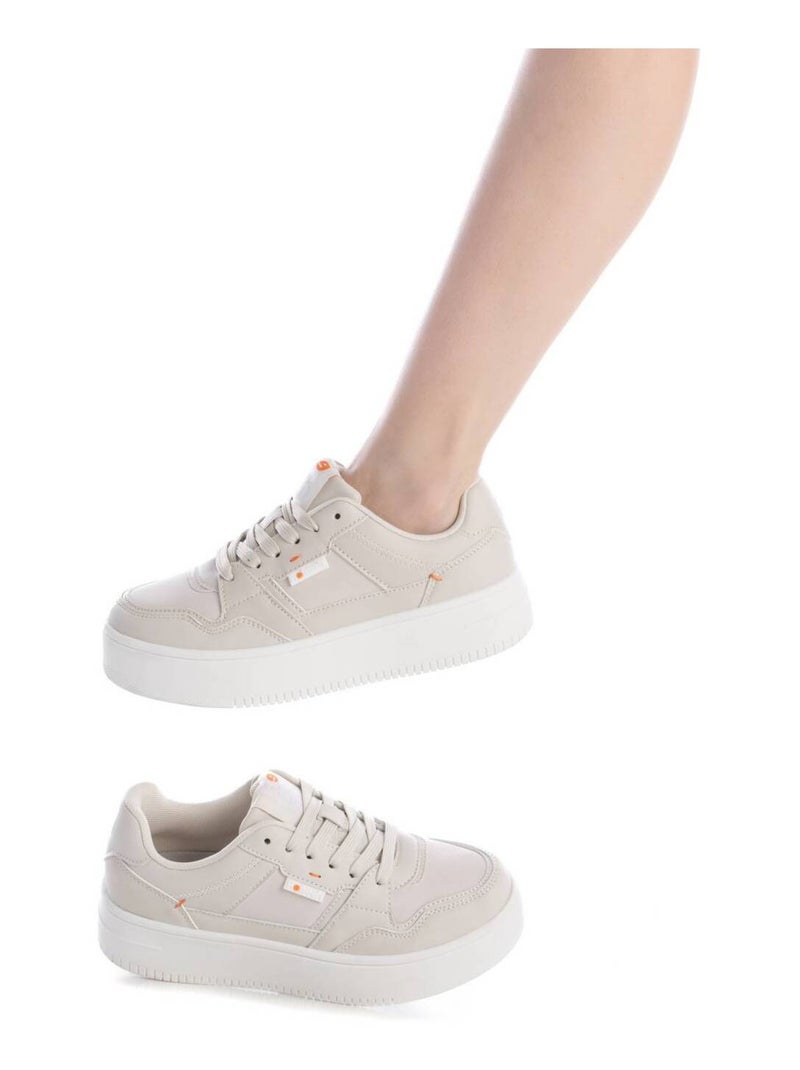 Baskets femme en toile à lacets Beige - Kiabi