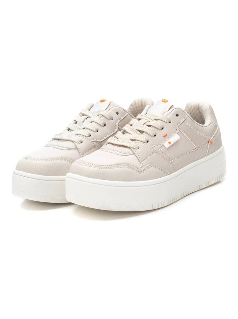 Baskets femme en toile à lacets Beige - Kiabi