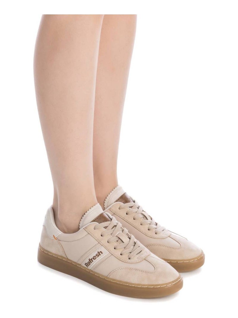 Baskets femme en toile à lacets Beige - Kiabi