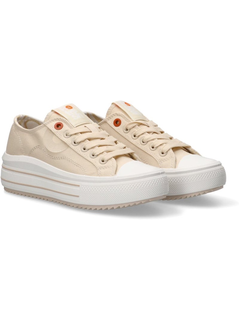 Baskets femme en toile à lacets Beige - Kiabi