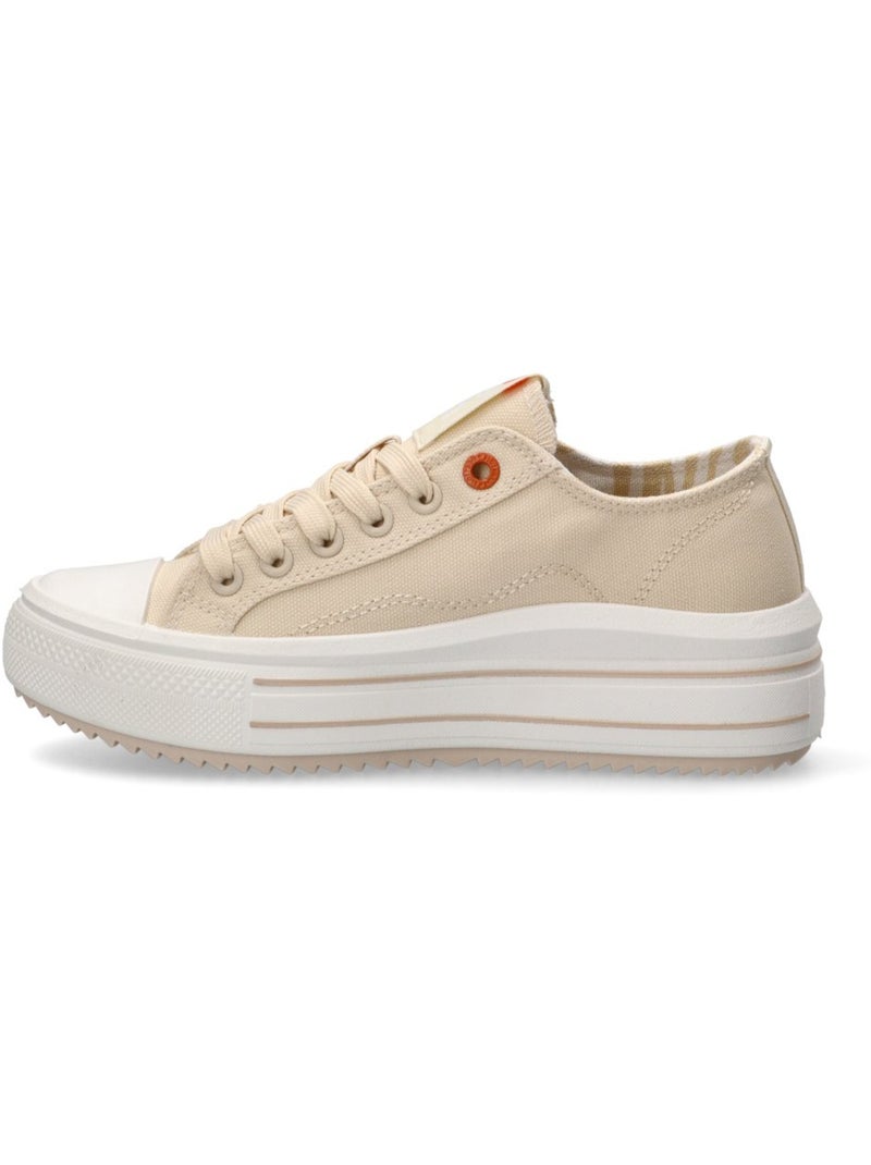 Baskets femme en toile à lacets Beige - Kiabi