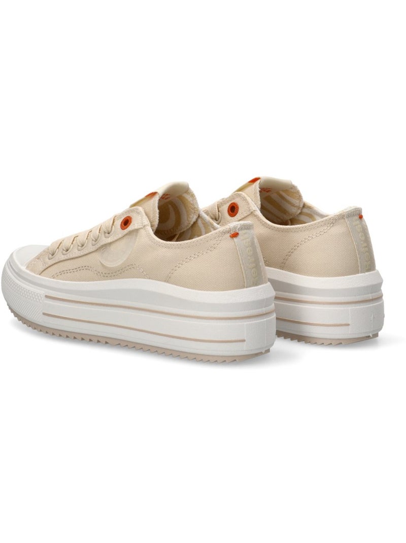 Baskets femme en toile à lacets Beige - Kiabi