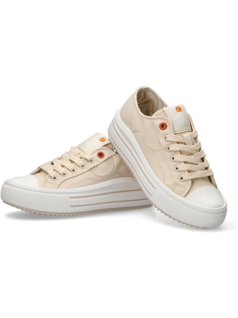 Baskets femme en toile à lacets Beige - Kiabi