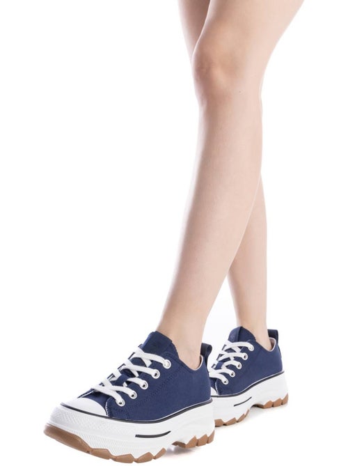 Baskets femme en toile à lacets - Kiabi