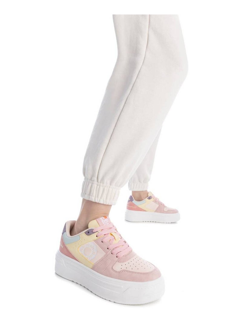 Baskets femme en toile à lacets Crème - Kiabi