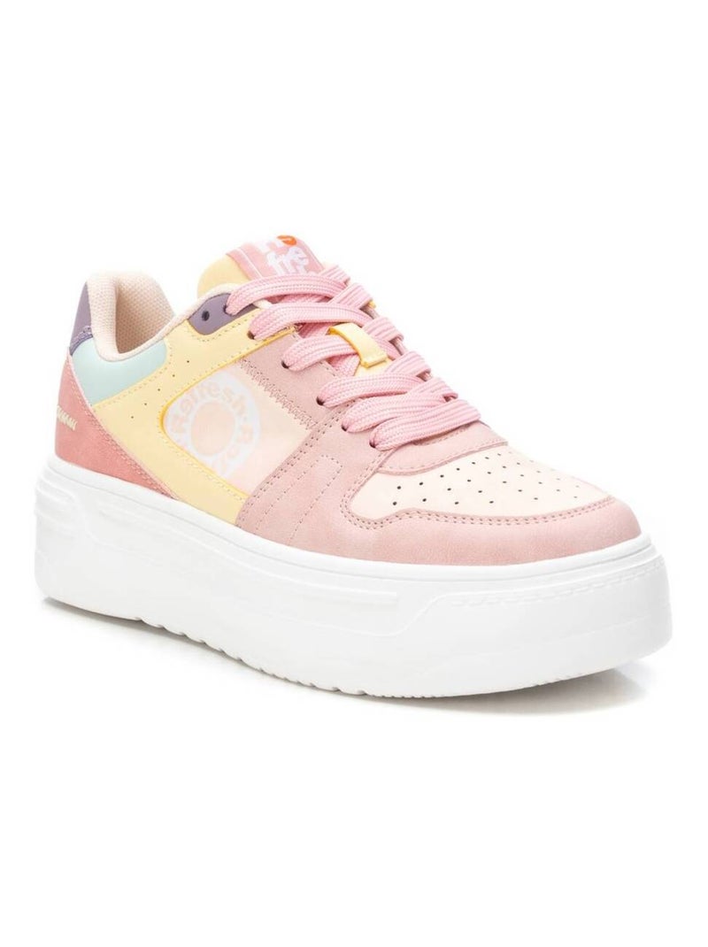 Baskets femme en toile à lacets Crème - Kiabi