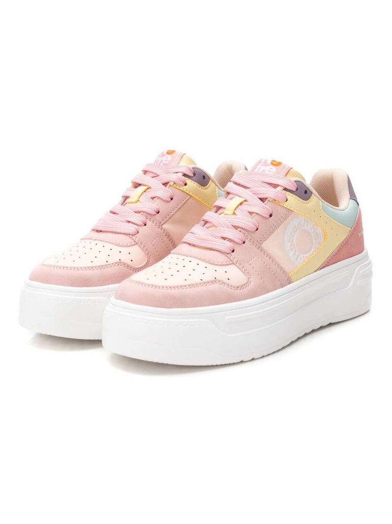 Baskets femme en toile à lacets Crème - Kiabi