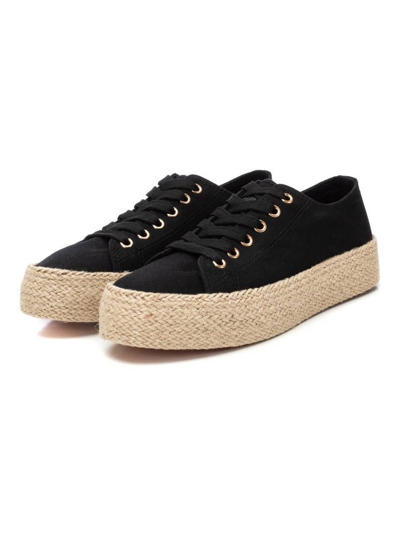 Baskets femme en toile à lacets Noir - Kiabi