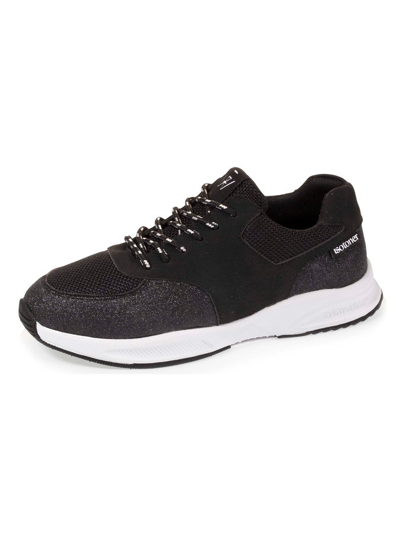 Baskets femme semelle épaisse noir Isotoner Noir - Kiabi