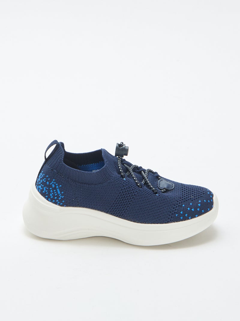Baskets flyknit ajustables avec stopper Bleu - Kiabi