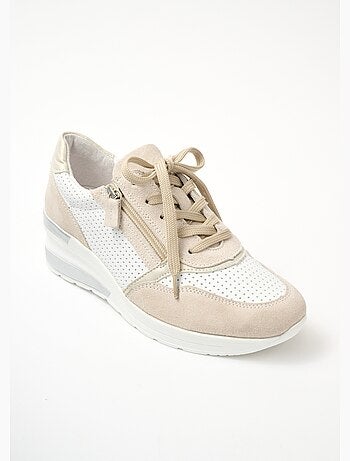 Baskets grande largeur compensées cuir - Afibel