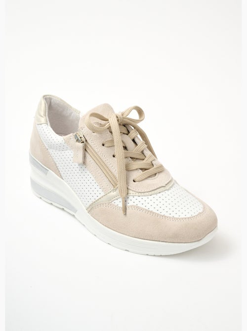 Baskets grande largeur compensées cuir - Afibel - Kiabi