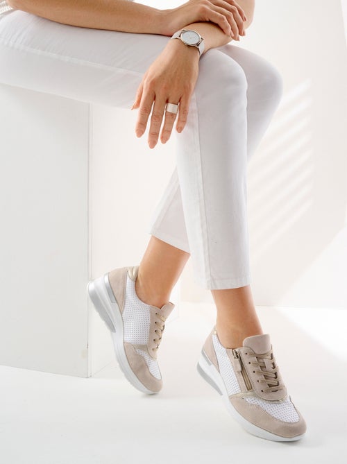 Baskets grande largeur compensées cuir - Afibel - Kiabi